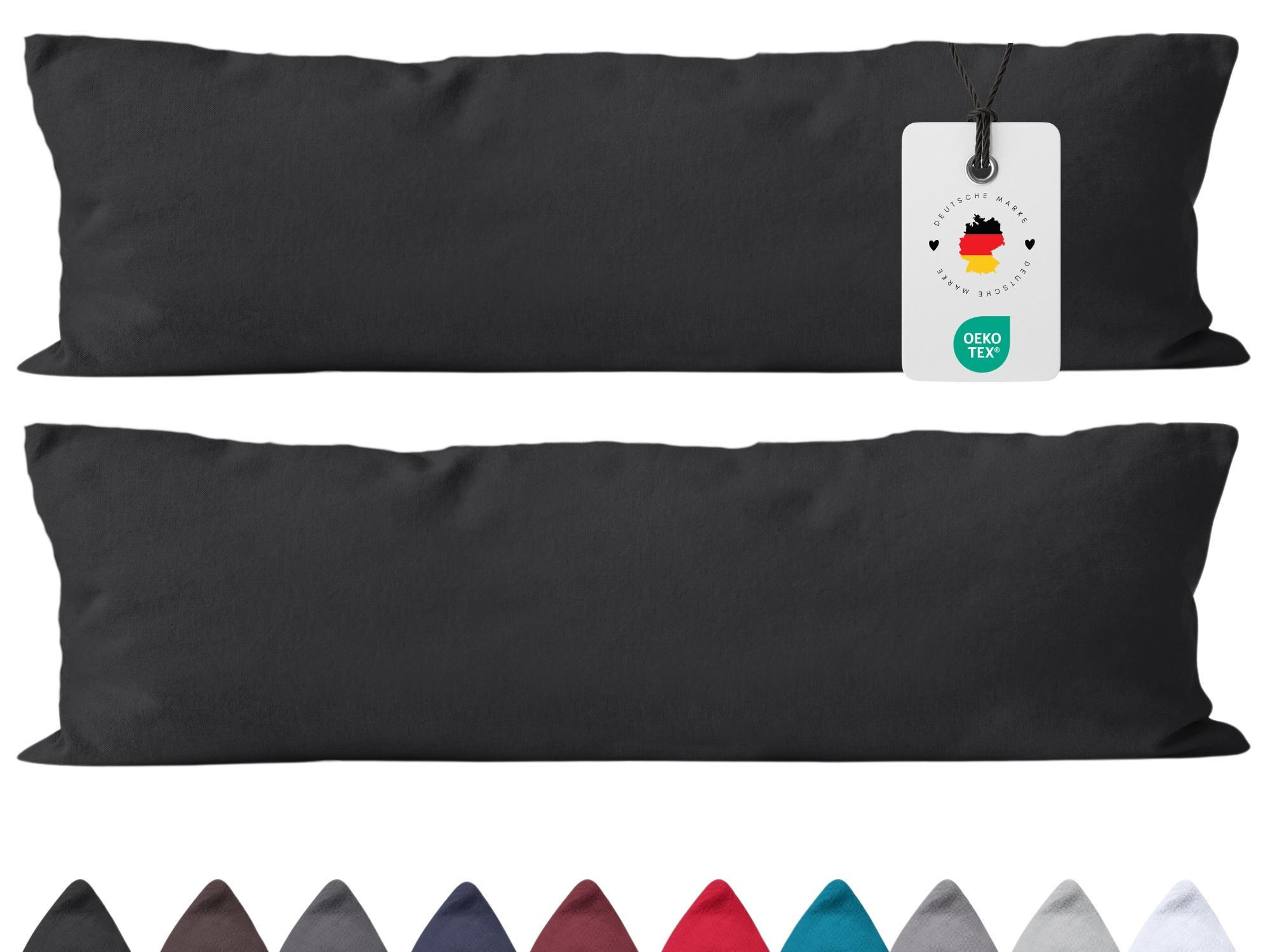 SEITENSCHLÄFERKISSEN-BEZUG 40x145 cm aus 100% Baumwolle, KISSENBEZUG Schwarz Uni - Schwarz, Textil (145/40cm) - Carpe Sonno