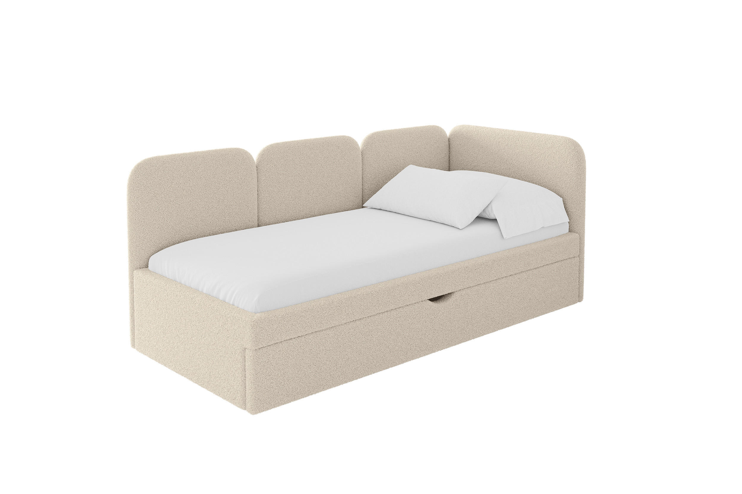 EINZELLBETT Jugendbett mit Bettkasten, Links - ALVY 100x200 Dunkelbeige - Cappuccino, Holzwerkstoff/Textil (100/200cm) - ALTDECOR