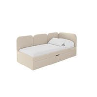 EINZELLBETT Jugendbett mit Bettkasten, Links - ALVY 100x200 Dunkelbeige - Cappuccino, Holzwerkstoff/Textil (100/200cm) - ALTDECOR
