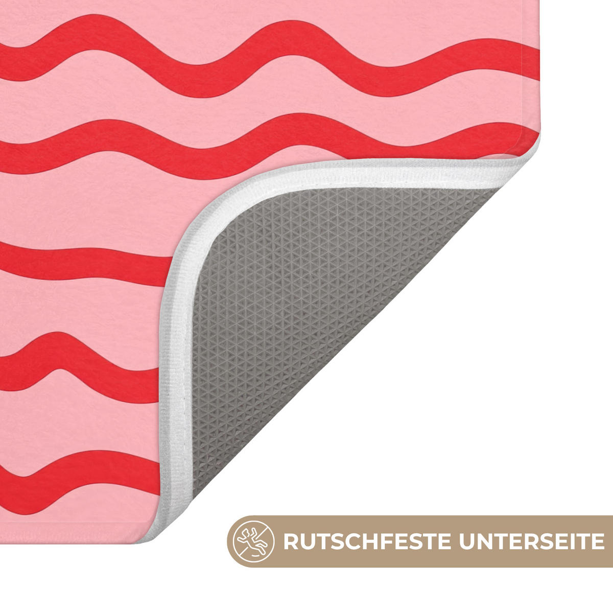 KÚPEĽŇOVÁ PREDLOŽKA Hravé - vzor - červená 60x40 cm - ružová, textil/plast (60/40cm) - OnlyWow