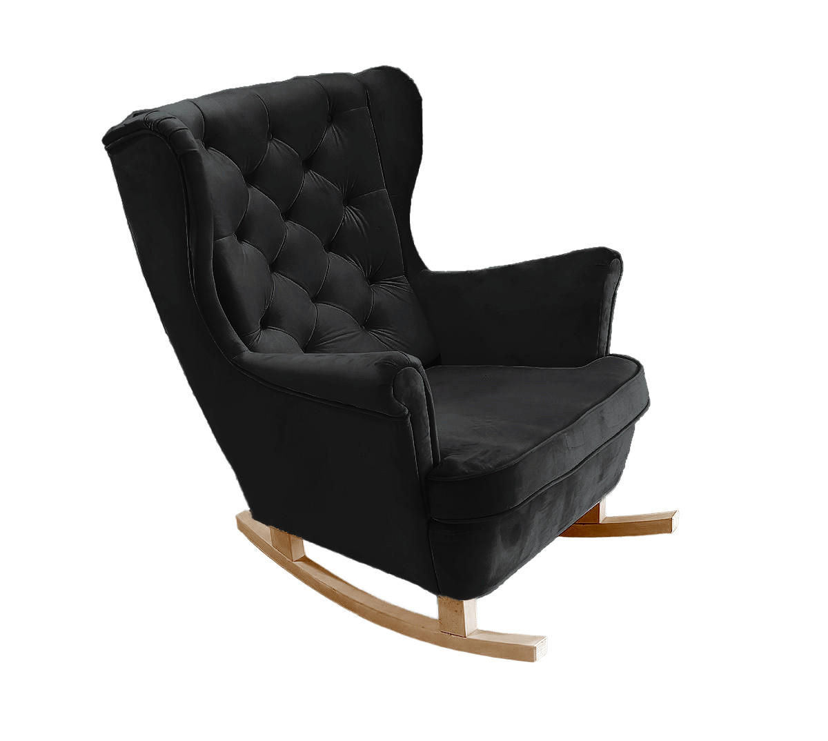 SCHAUKELSESSEL mit gepolstertem Sitz und Armlehnen, 102x81x95 cm, Schwarz_29861 - Buchefarben/Schwarz, Holz/Textil (81/102/95cm) - DomoHome