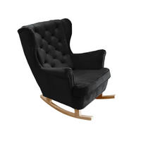 SCHAUKELSESSEL mit gepolstertem Sitz und Armlehnen, 102x81x95 cm, Schwarz_29861 - Buchefarben/Schwarz, Holz/Textil (81/102/95cm) - DomoHome