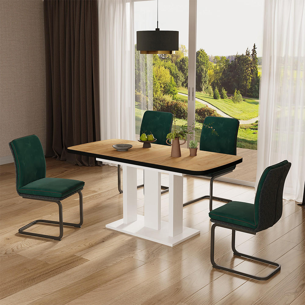 ROZKLÁDACÍ JÍDELNÍ STŮL Fenaro Černá/zlatý dub/bílá - medově dubová, kompozitní dřevo (80/120/77.3cm) - Vicco