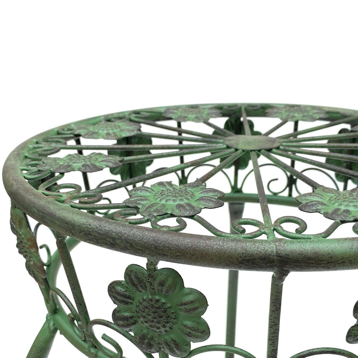 BLUMENHOCKER rund Metall Grün antik 36/36/75 cm - Grün, Metall (36/75/36cm) - DanDiBo