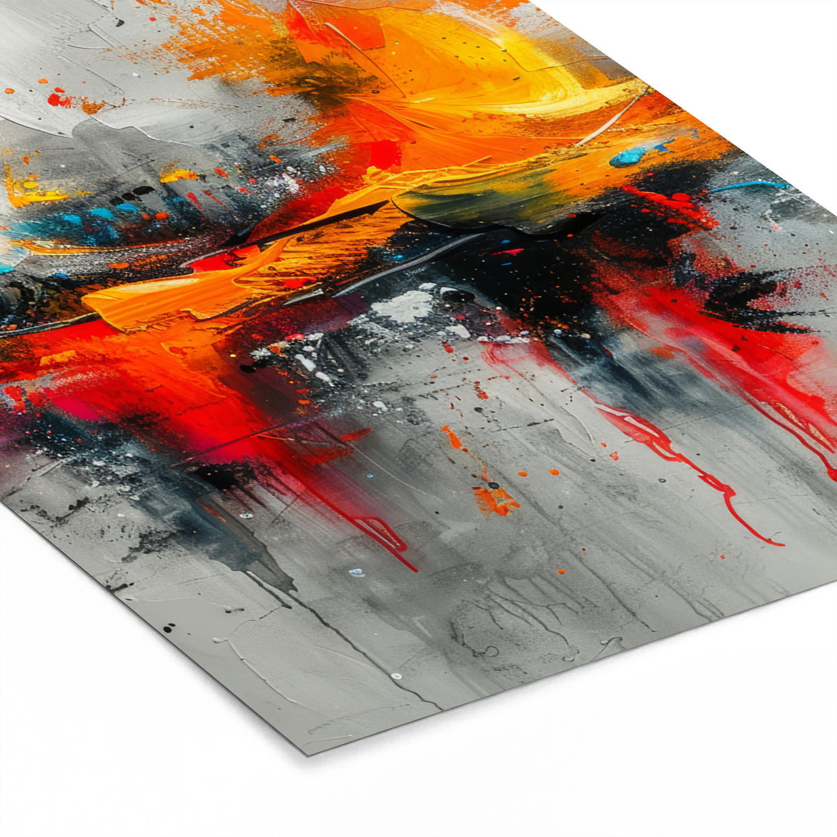 GERAHMTES BILD Moderne Kunst - Orange - Grau - Abstrakt 30x40 cm - Hellgrau, Papier (30/40cm) - MuchoWow