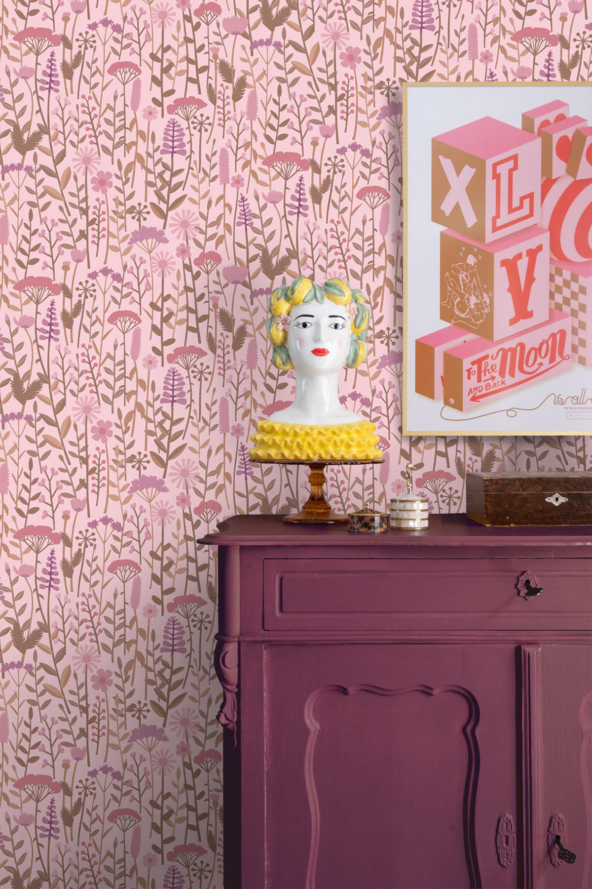 TAPETE Feldblumen 50 x 900 cm - Pink, Papier (50/0.1cm) - ESTAhome