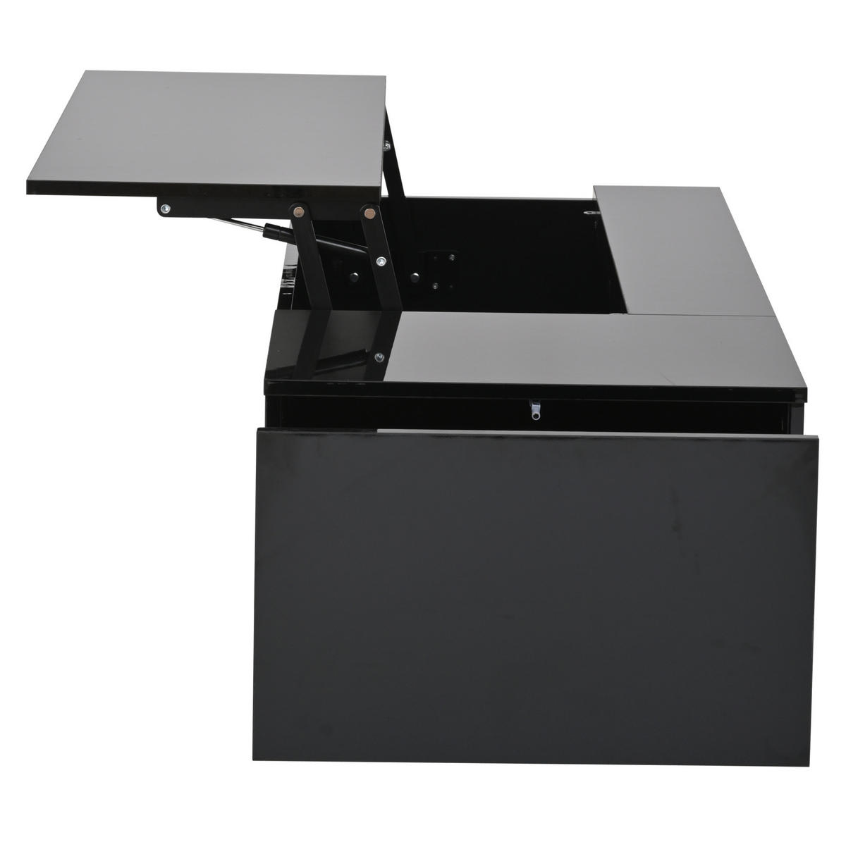 COUCHTISCH aus Spanplatte 100x50x40 cm Schwarz höhenverstellbar mit LED-Beleuchtung, Schublade und verstecktem Stauraum - Schwarz, Holzwerkstoff (100/50/40cm) - Modfu