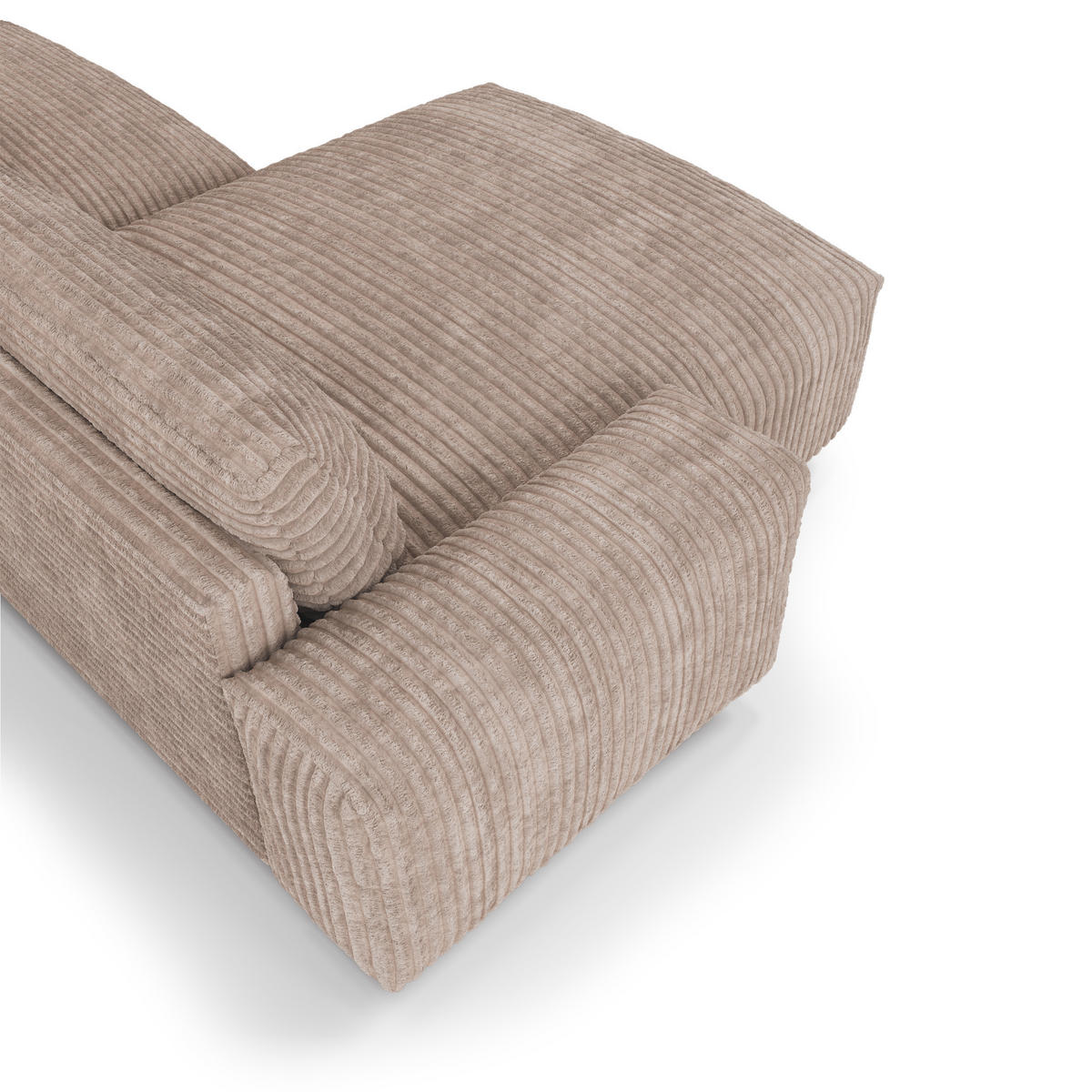 ECKSOFA LINKS Gerippter Samt XXL Taupe 220cm - Taupe, Textil (120/220cm) - Sia Home