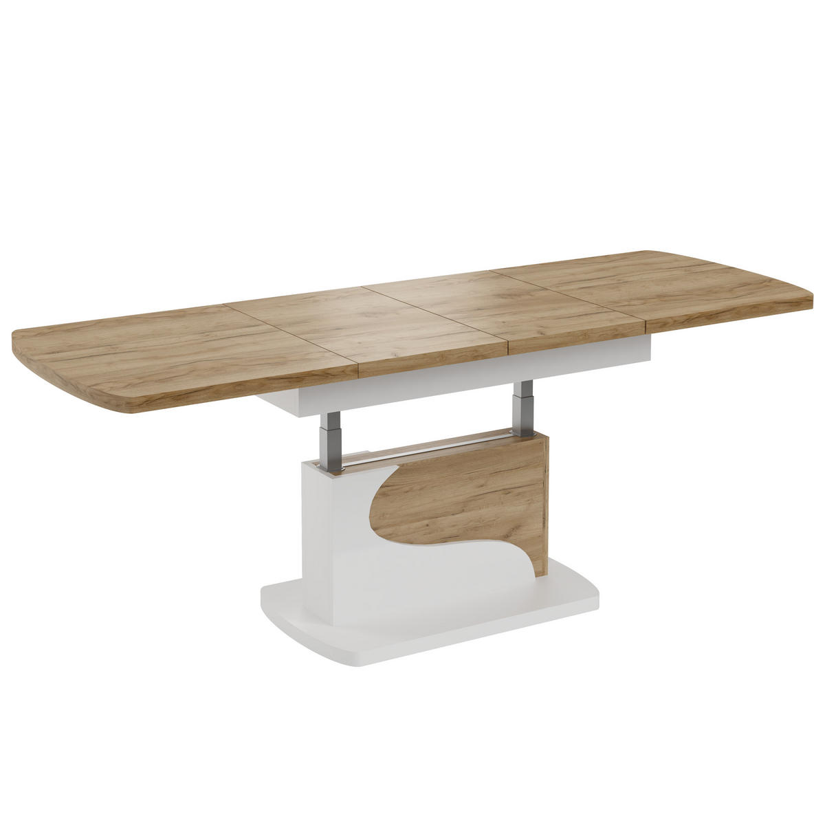 COUCHTISCH rechteckig Eiche Gold - Weiß matt ausziehbar höhenverstellbar - Eichefarben/Weiß, Holzwerkstoff (70/120/58cm) - designimpex