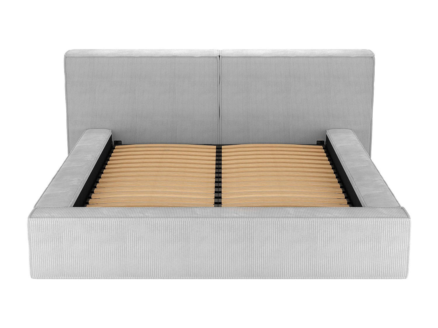 BETT mit Bettkasten - 2 Personen - Samt, Stoff - Hellgrau - Hellgrau, Textil (160/200cm) - Vente-Unique