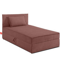 BOXSPRINGBETT ROTI Einzelbett, rosa - Schwarz/Rosa, Holz/Holzwerkstoff (90/200cm) - KONSIMO®