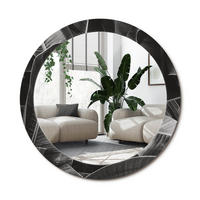 SPIEGEL Rund Ø 80 cm mit Aufdruck - Grau, Glas (80/80/0.4cm) - Wallfluent