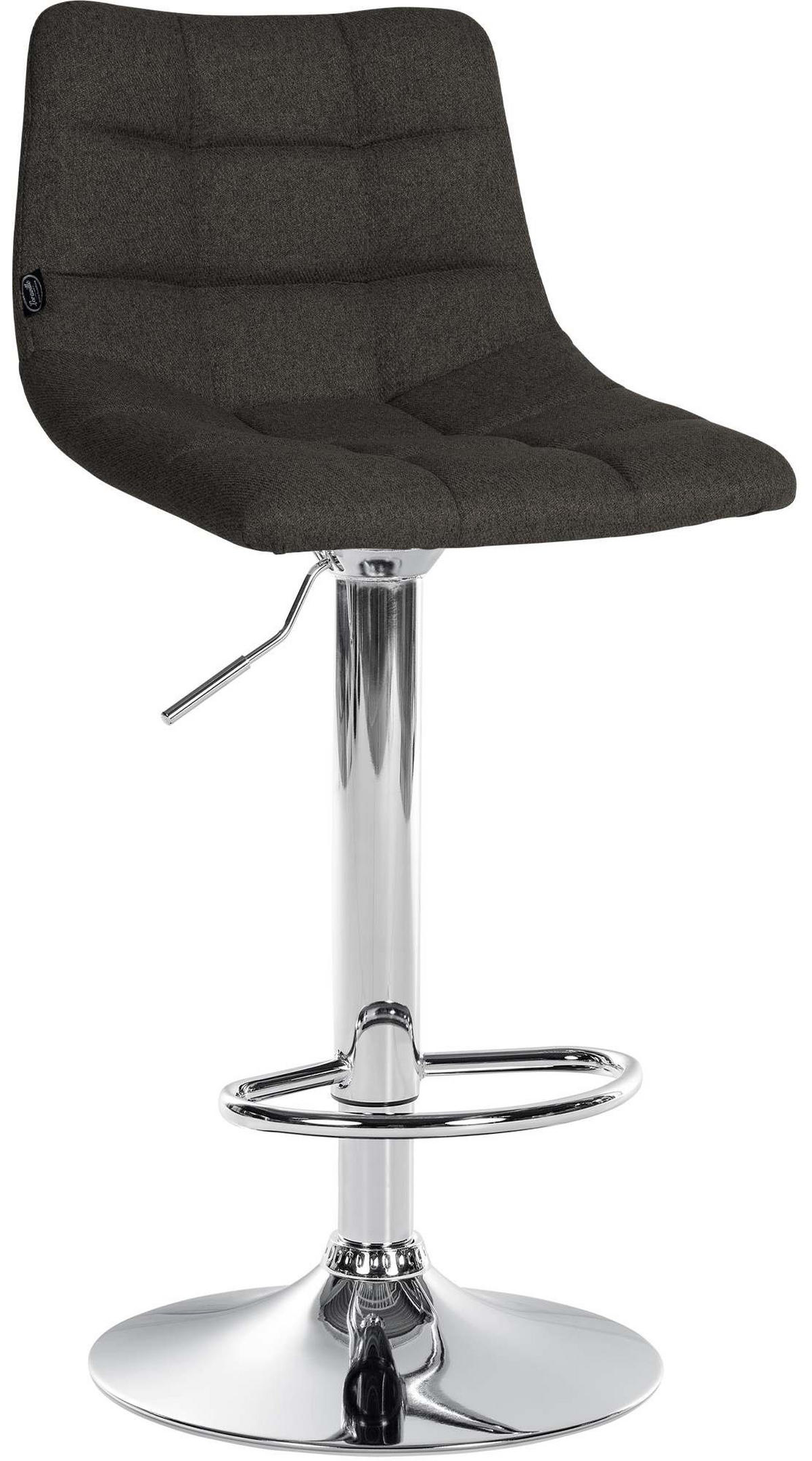BARHOCKER 2er Set Stoff dunkelgrau - Chromfarben/Dunkelgrau, Textil/Metall (43/87/46.5cm) - CLP
