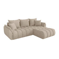 ROHOVÁ SEDAČKA s funkcí spaní, otoman vpravo TOKO-L-v1 277x194x86 béžová velur - černá/Sahara, kompozitní dřevo/textil (277/194cm) - ALTDECOR