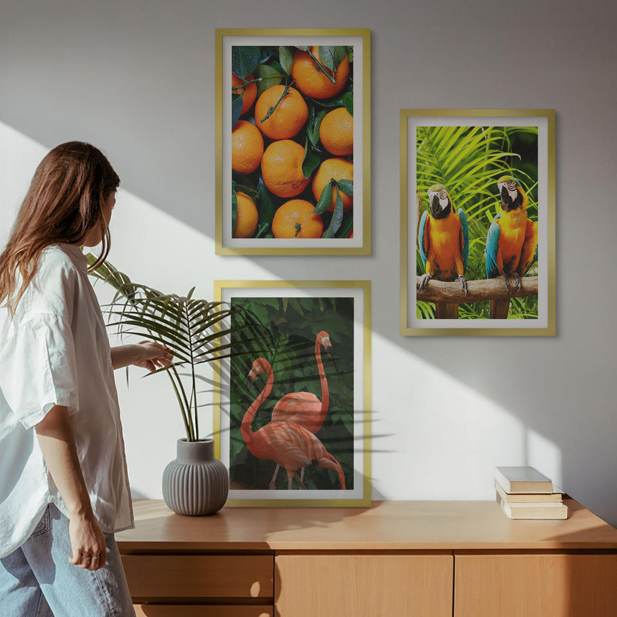 WANDBILDER 3er Set - 40x60 cm Goldrahmen - Fruchtige Akzente in den Tropen - Goldfarben, Kunststoff (40/60cm) - ArtPrintCave