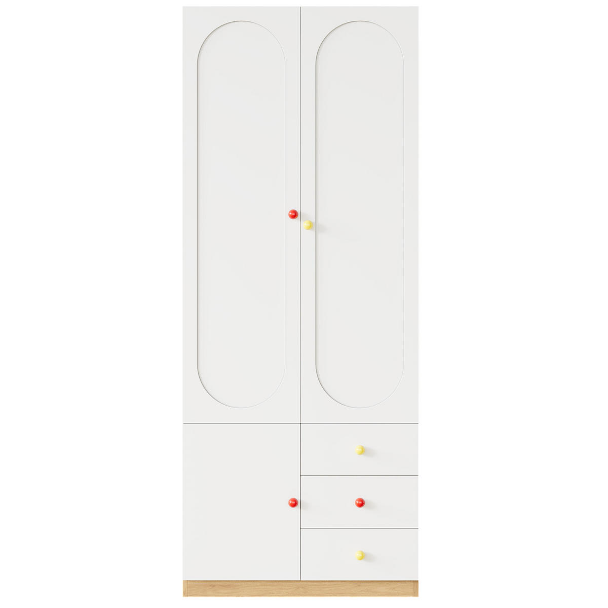 KLEIDERSCHRANK aus MDF 160x45x200 cm Weiß mit 2 Türen, 3 Schubladen, Kleiderstange und Anti-Kipp-Schutz - Weiß, Holzwerkstoff (160/200/45cm) - Modfu