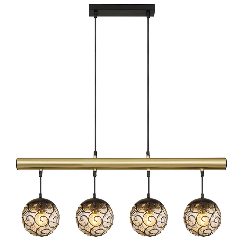 LED HÄNGELEUCHTE Metall Schwarz Gold - Schwarz, Metall (90/15/120cm) - Globo Lighting