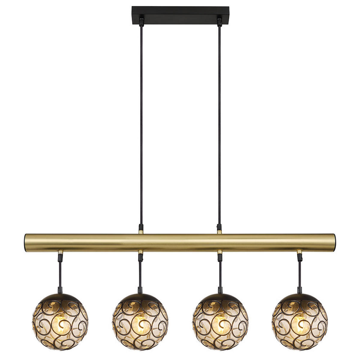 LED HÄNGELEUCHTE Metall Schwarz Gold - Schwarz, Metall (90/15/120cm) - Globo Lighting