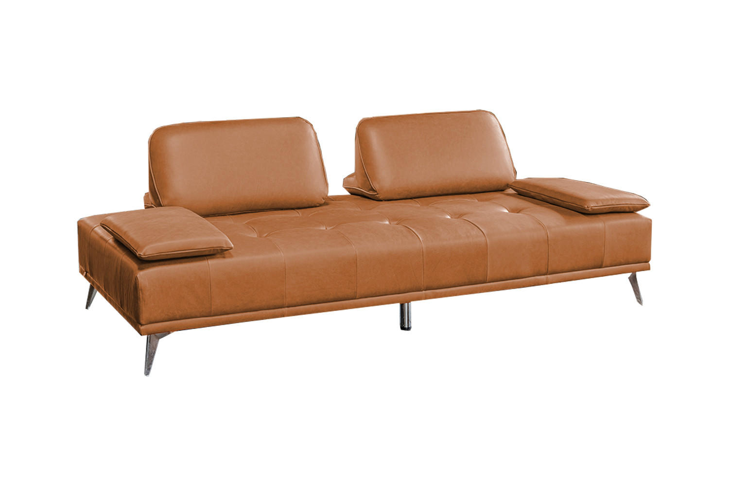SOFA WIOLO Braun Leder - Dunkelbraun/Silberfarben, Leder/Metall (240/83/110cm) - KAWOLA