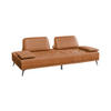 SOFA WIOLO Braun Leder - Dunkelbraun/Silberfarben, Leder/Metall (240/83/110cm) - KAWOLA