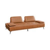 SOFA WIOLO Braun Leder - Dunkelbraun/Silberfarben, Leder/Metall (240/83/110cm) - KAWOLA