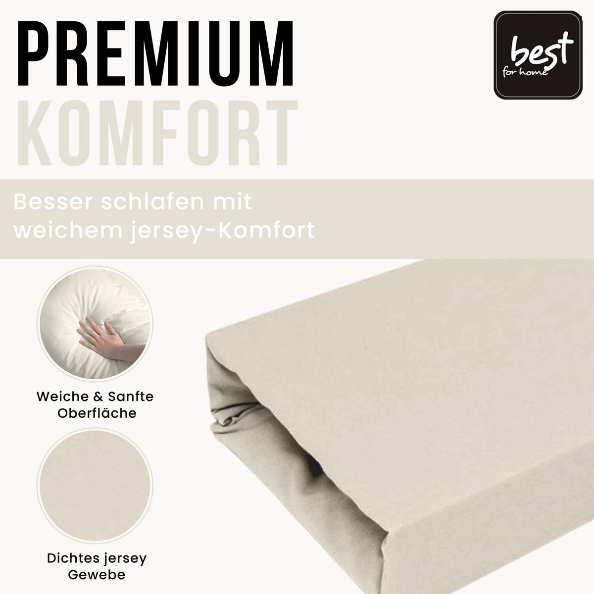 SPANNBETTLAKEN 80/180 cm, Jersey Elastisch 100 % Baumwolle Ecri - Ecru, Textil (80/180cm) - Best For Home