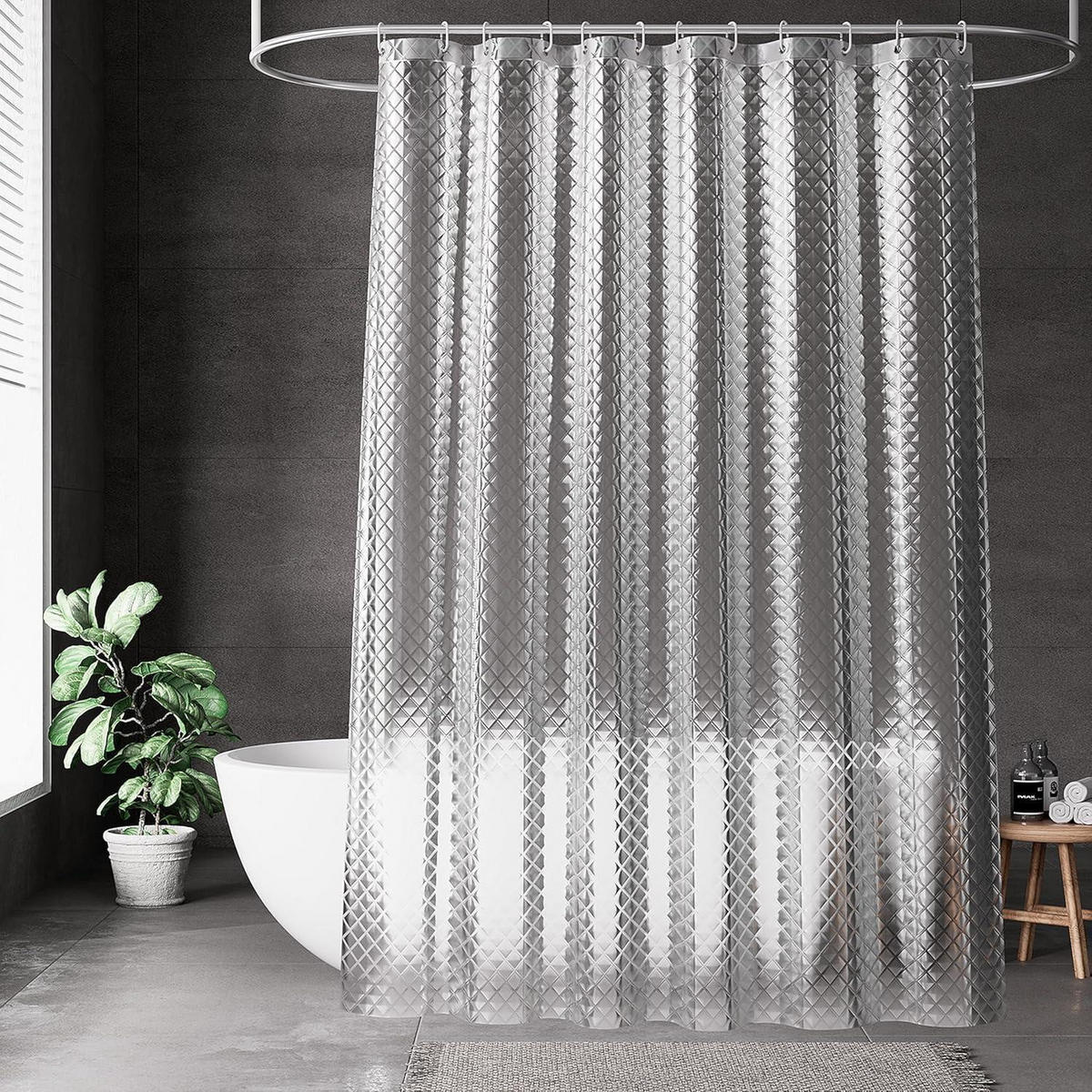 DUSCHVORHANG 3D Rhombus Transparent 180 x 200 cm - Transparent, Kunststoff (180/200cm)