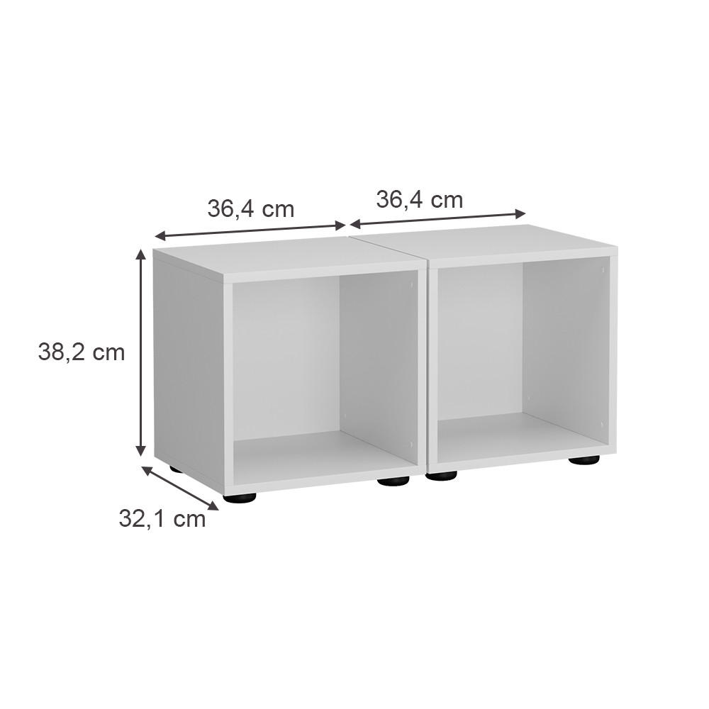 KINDERREGAL Estell Weiß 36.4 x 38.2 cm 2-er Set - Weiß, Holzwerkstoff (36.4/38.2/32.1cm) - Vicco