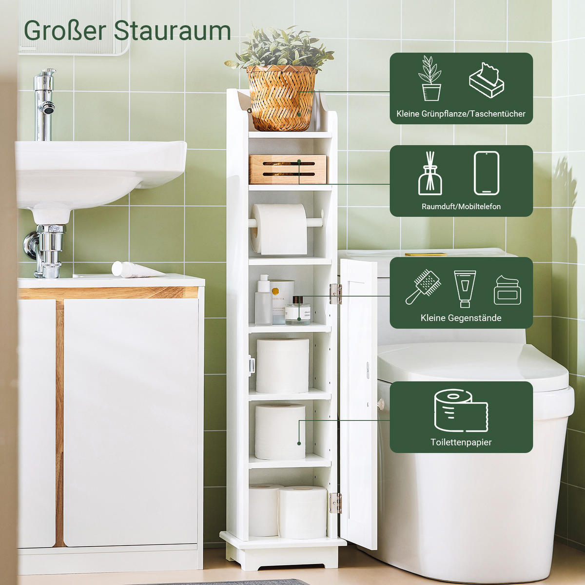 TOILETTENROLLENHALTER Weiß - Weiß, Holzwerkstoff (20/100/20cm) - SoBuy