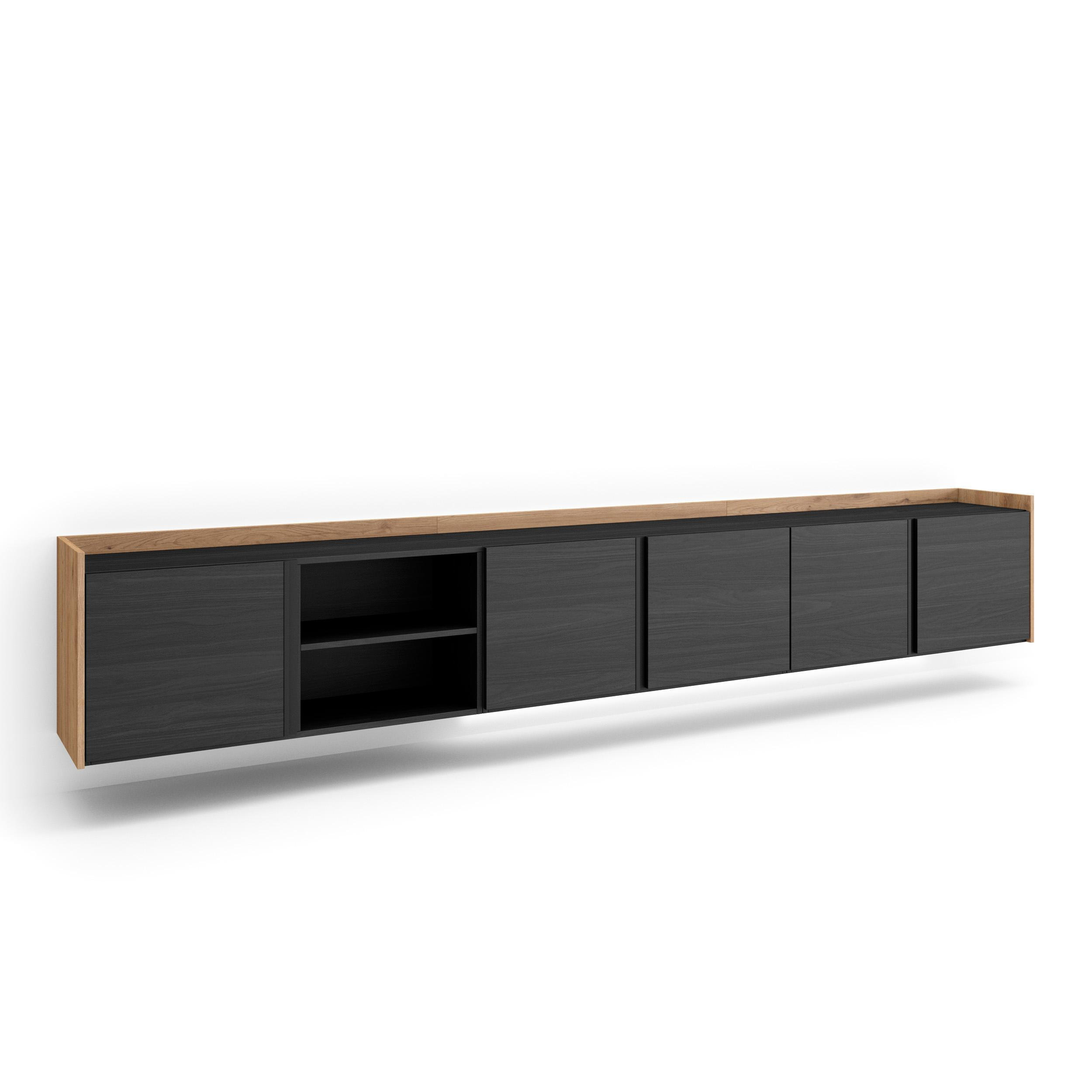 Skraut Home Lowboard, Schwarz 309x50x35 cm