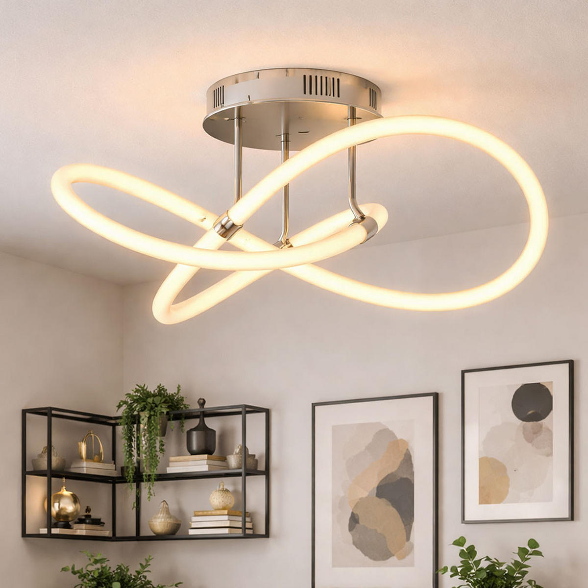 LED DECKENLEUCHTE MIRA Chrom Weiß - Weiß, Metall (57.5/57.5/30cm) - Wofi