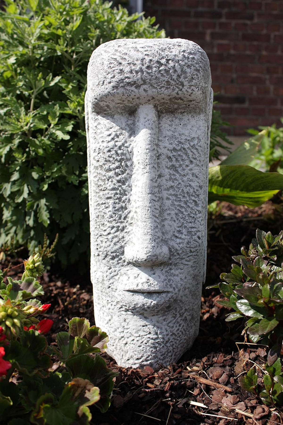 STEINFIGUR Osterinsel Gesicht frostfest massiver Steinguss - Grau, Stein (15/40/14cm) - stoneandstyle