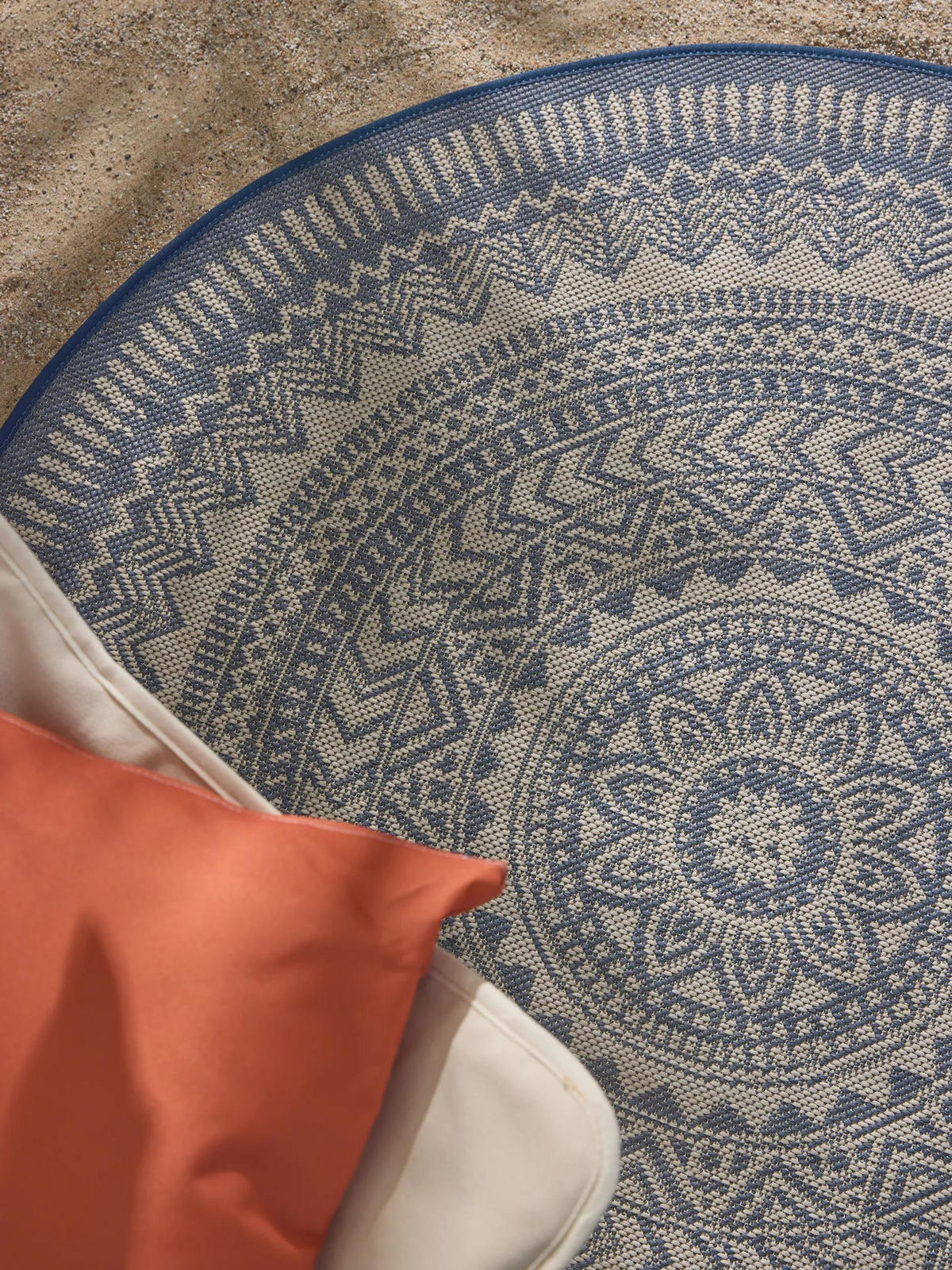 OUTDOORTEPPICH Metro Blau ø 120 cm rund - Blau, Textil (120/120cm) - benuta Nest