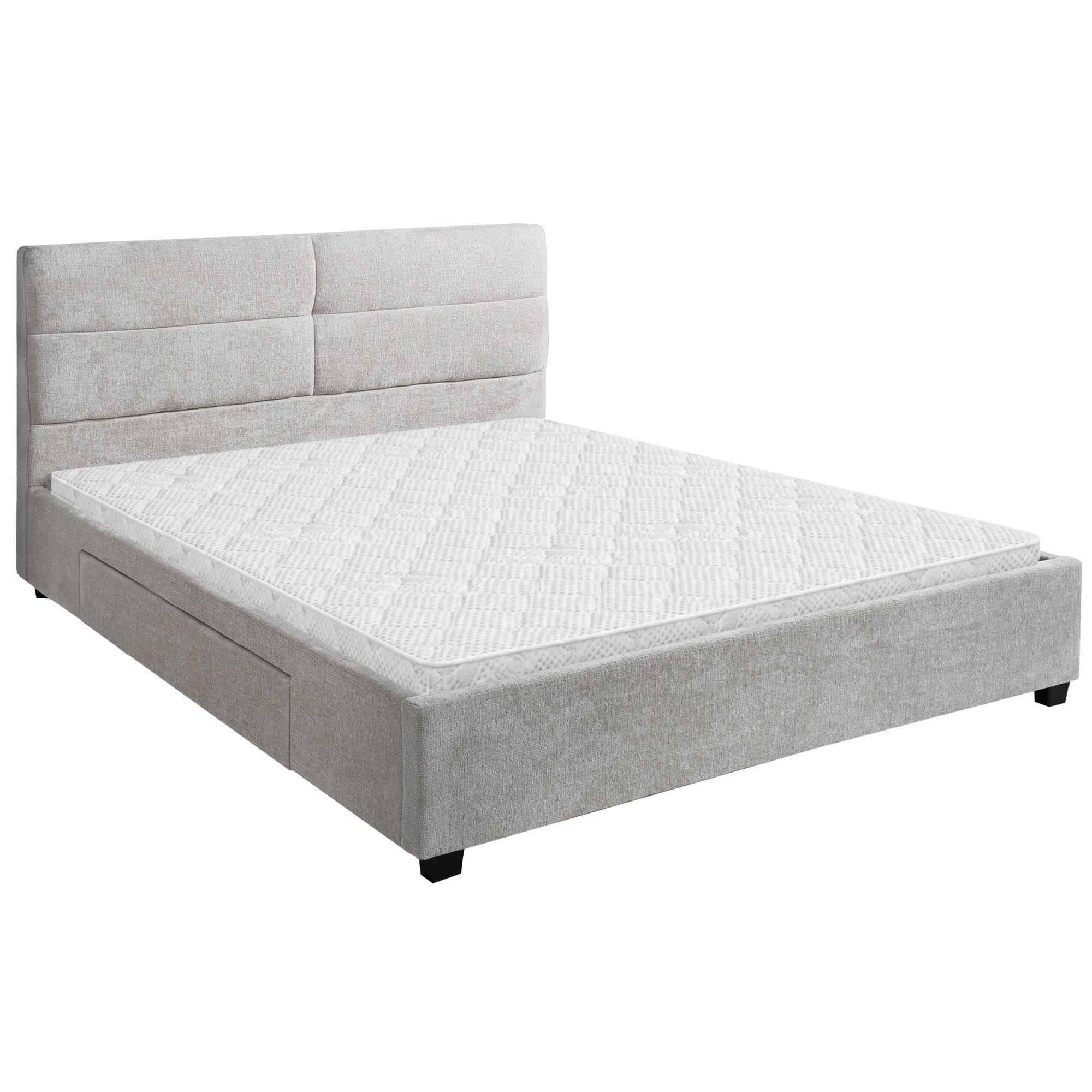 Beautysofa ČALOUNĚNÁ POSTEL Aurea, manželská postel 160x200 cm se zásuvkou a pěnovou matrací 10 cm, žinylková látka, béžová
