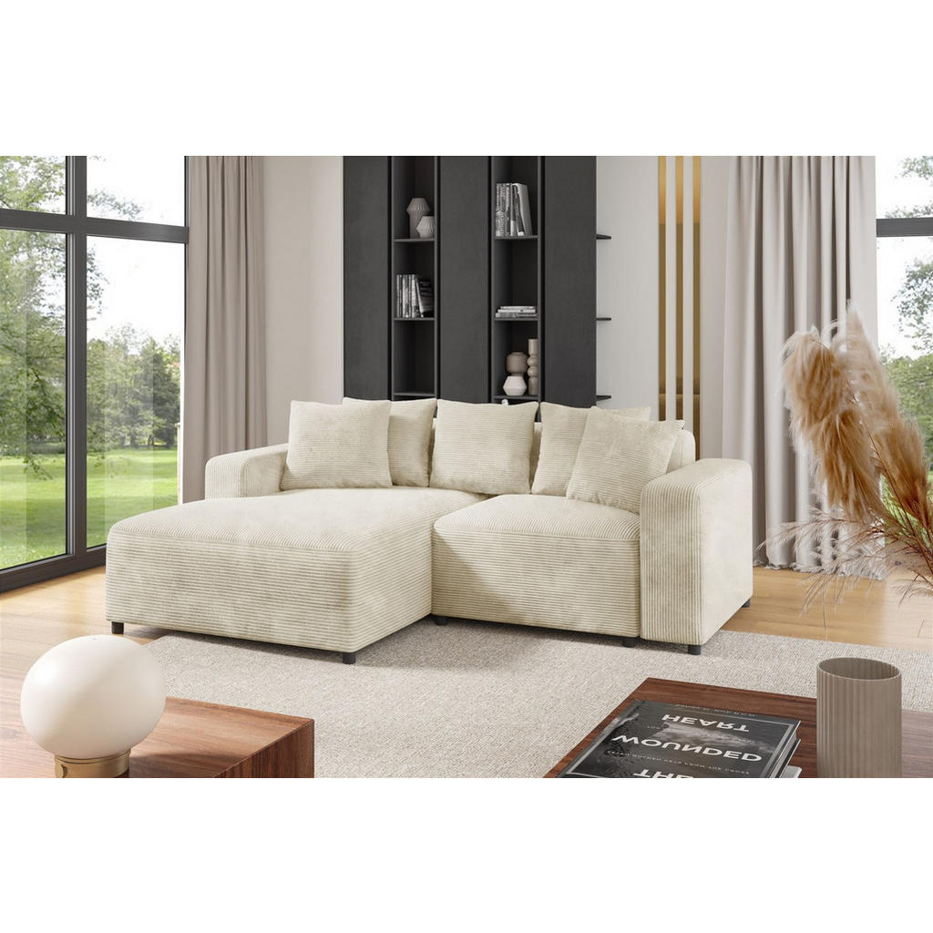 Thumbnail - Fun Möbel Ecksofa, Creme, Textil, Ottomane links, 240x165 cm, Wohnzimmer, Sofas & Couches, Wohnlandschaften, Ecksofas