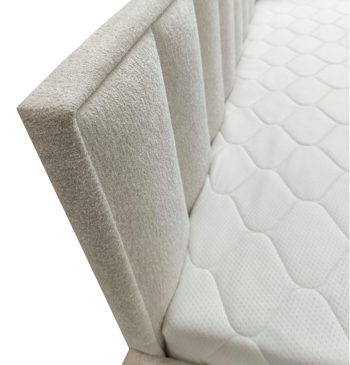 POLSTER-KINDERBETT LUKA 90x200 cm, links, mit Ausziehbett – Ecru - Ecru, Textil - KS Home Concept