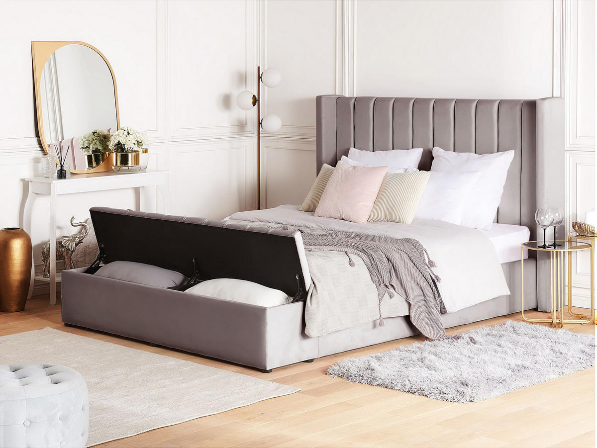 WASSERBETT 140x200 cm Grau Noyers - Grau, Textil (140/200cm) - Beliani