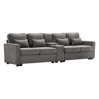 4-SITZER Sofa 290x83x88 mit Konsole, USB, Leinen, dunkelgrau - Dunkelgrau, Textil (83/88/290cm) - Luhomfu