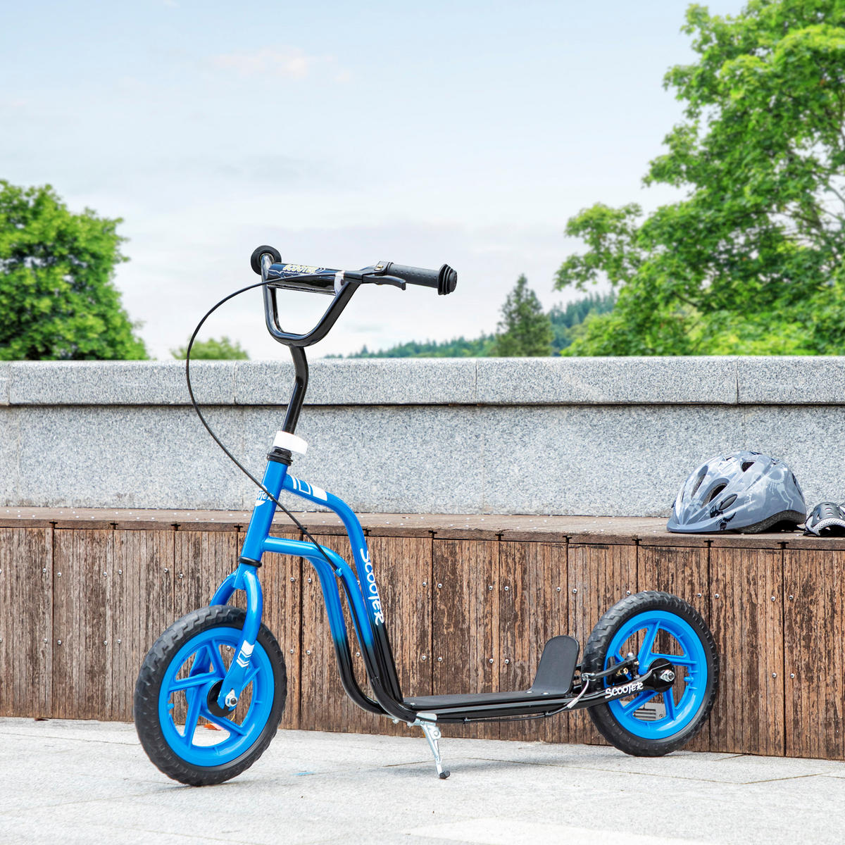 ROLLER Kinder Tretroller Kickscooter mit verstellbarem Lenker 12 Zoll Räder Blau - Blau, Kunststoff (115/50/88cm) - AIYAPLAY