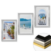 WANDBILDER 3er Set - 20x30 cm Silberner Rahmen - Weiße Treppenpflanzen Seetor - Silberfarben, Kunststoff (20/30cm) - ArtPrintCave