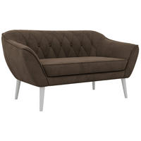 2-SITZER-SOFA PIRS - Braun Velvet - Weiße Beine - Dunkelbraun/Braun, Holzwerkstoff/Textil (140/75/74cm) - MKS