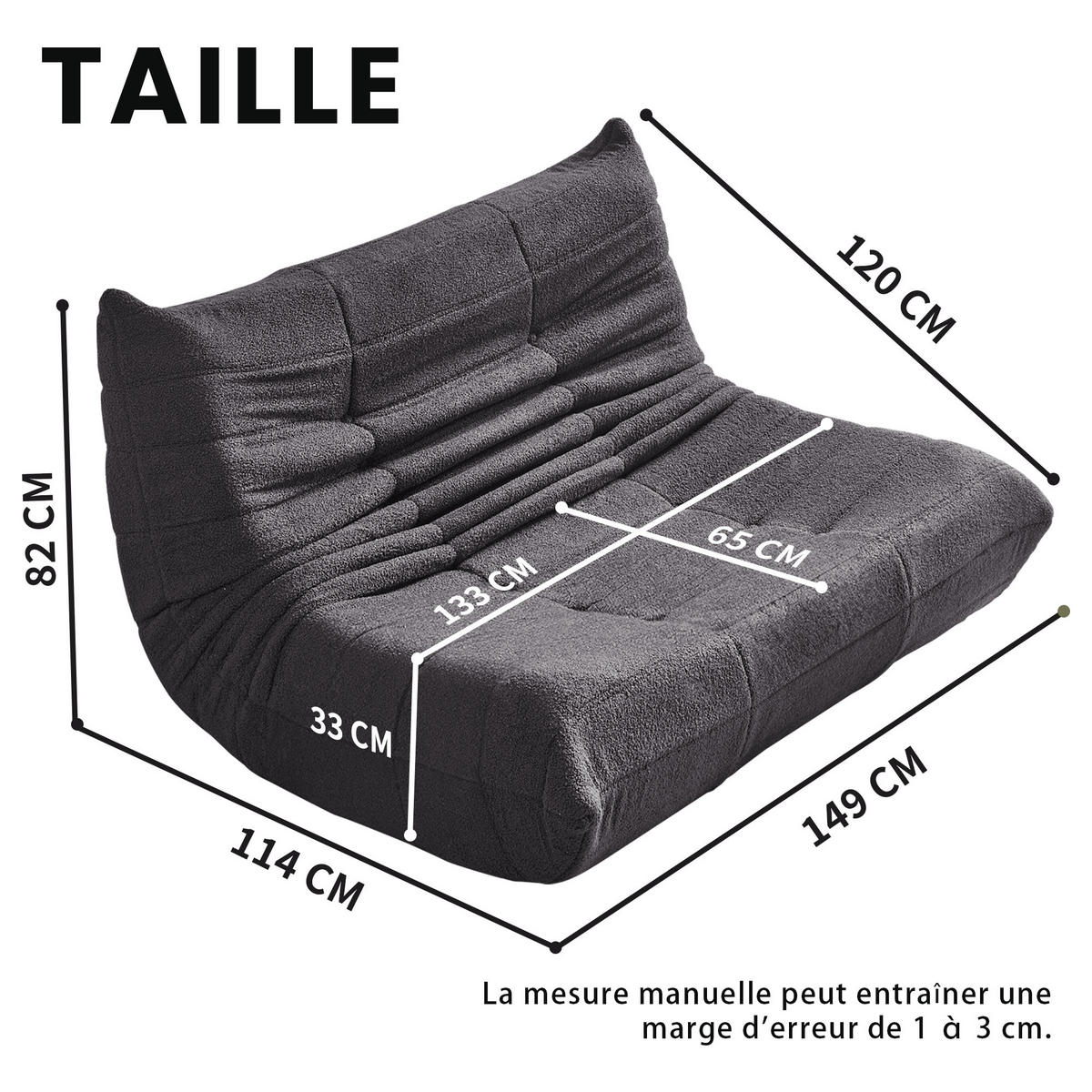 SITZSACK in Grau Indoor-Relaxsessel mit Hochelastischer Schwamm, Leicht zu bewegen - Grau, Textil (149/82/114cm) - STILVORA