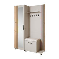 GARDEROBENSCHRANK Livia mit Aufhängern und Spiegel, Kaschmir, rechts - Kaschmir/Eiche Artisan, Holzwerkstoff (137/207/42cm) - Beautysofa
