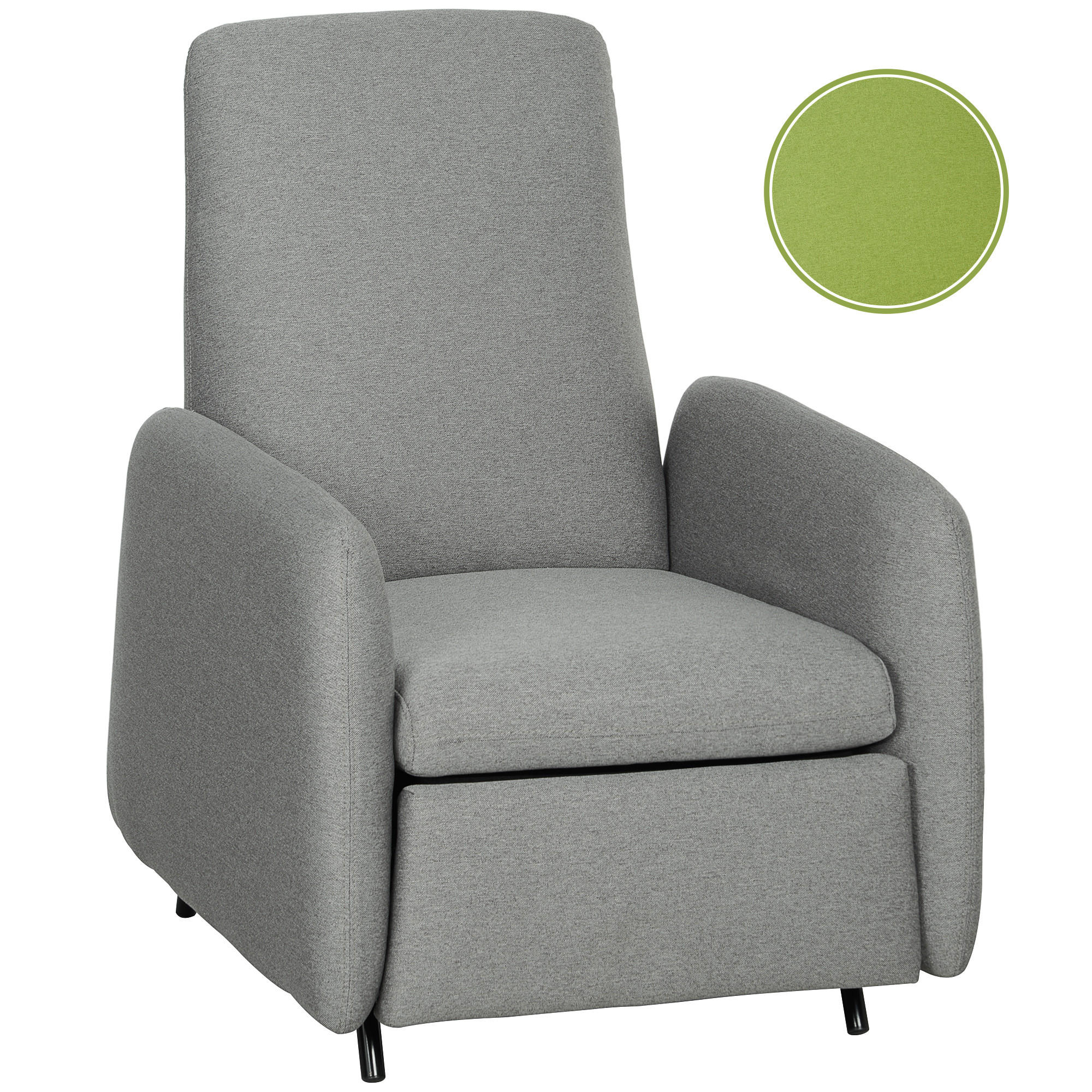 RELAXSESSEL, Abnehmbare Fußstütze, Ersatzbezug, Federkernsitz, Sessel, Grau - Multicolor, Holzwerkstoff (93/103/79cm) - FORIOUS