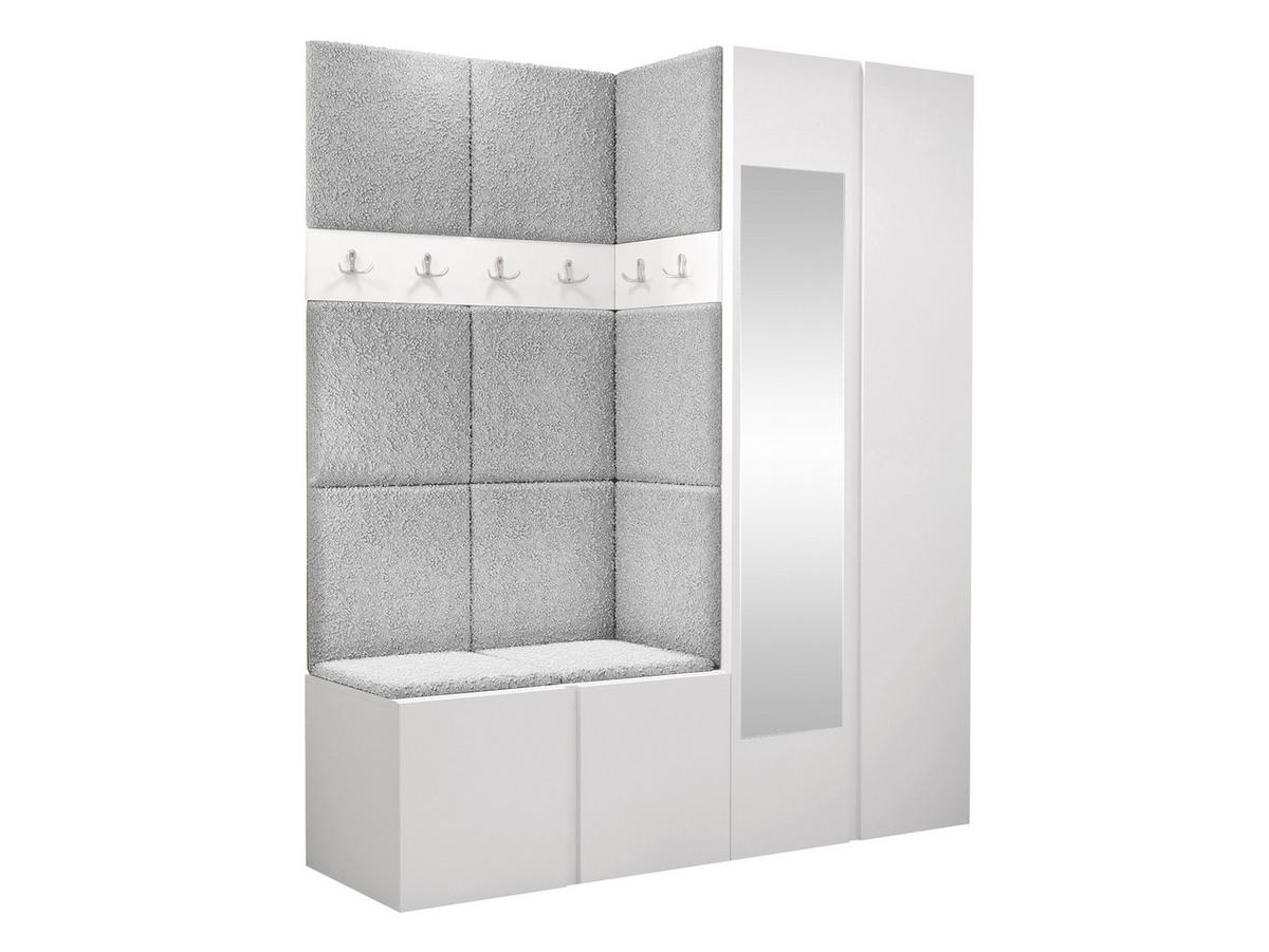 GARDEROBEN-SET Orion XII - Hellgrau/Weiß, Holzwerkstoff/Kunststoff (158/186/46cm) - MIRJAN24