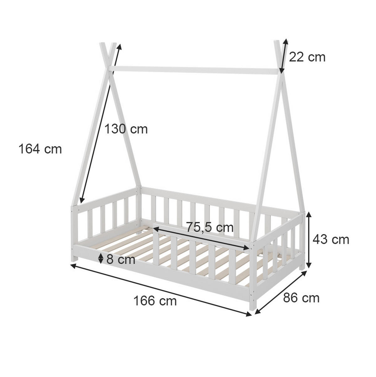DOMEČKOVÁ POSTEL Susanna Bílá - bílá, kompozitní dřevo (80/160cm) - VitaliSpa