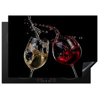 HERDABDECKPLATTE Rotwein - Weißwein - Glas - Schwarz 75x52 cm - Weinrot, Kunststoff (75/0.2/52cm) - MuchoWow