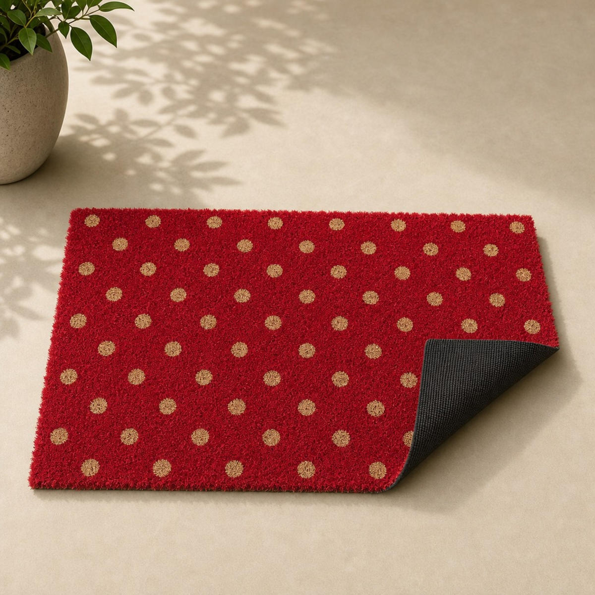 FUSSMATTE Rot Natur Kokos rutschfest 60x40 cm - Rot, Kunststoff/Textil (40/60cm) - Relaxdays