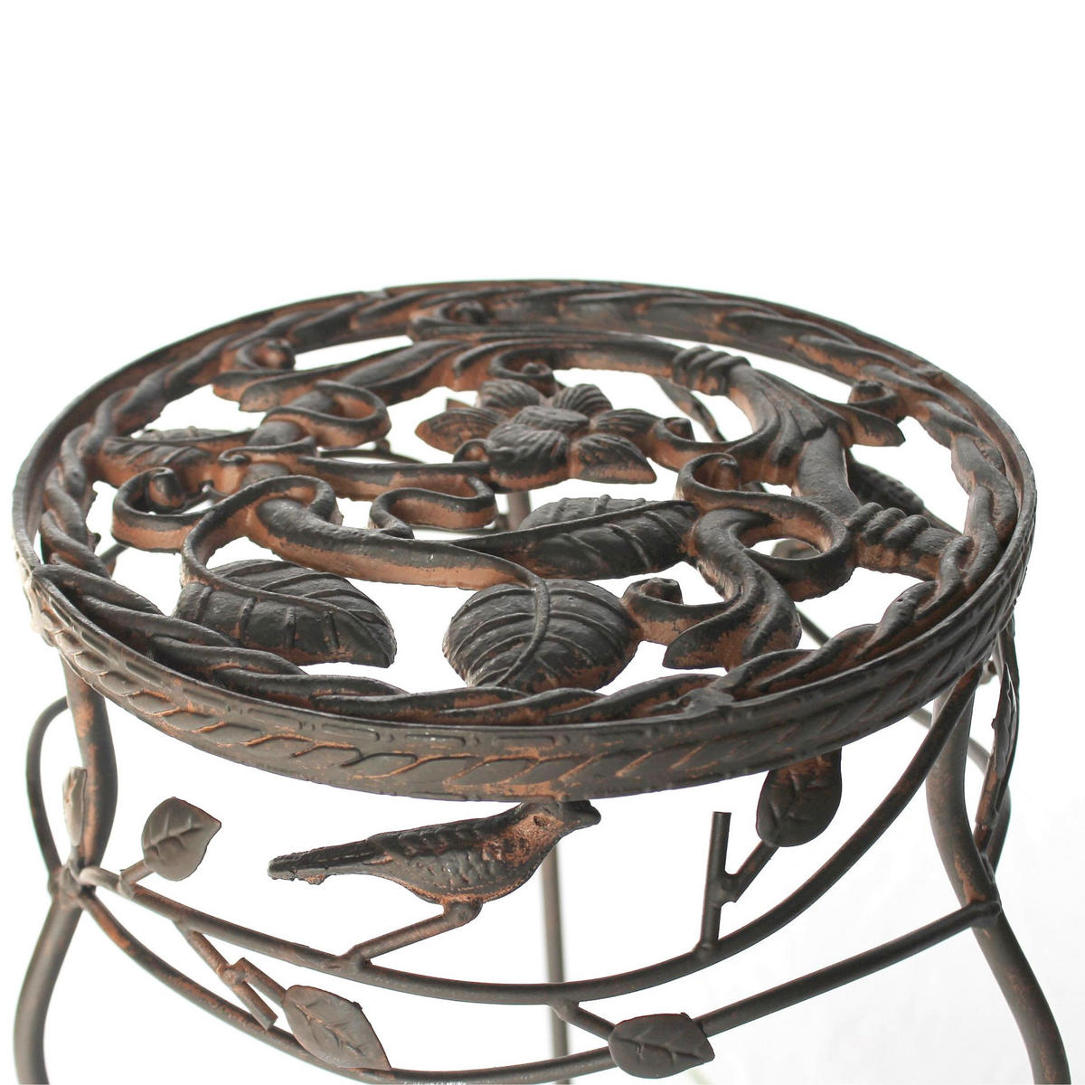 BLUMENHOCKER rund Metall Braun antik 19/19/52 cm - Braun, Metall (19/52/19cm) - DanDiBo