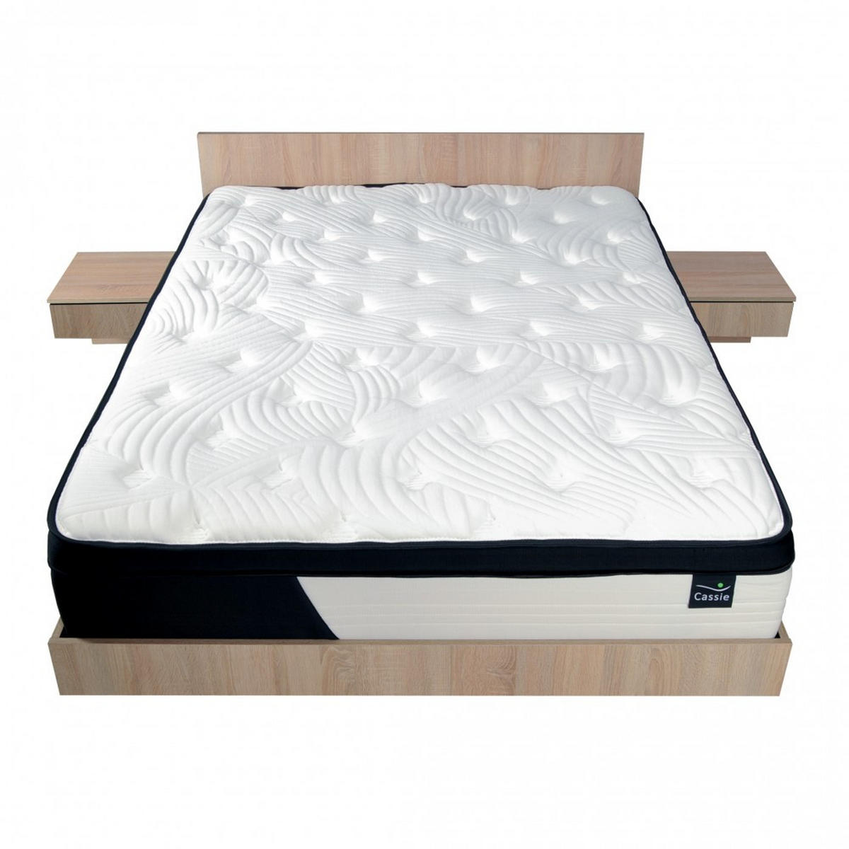 BETT COOL 140x190 cm + 2 Konsolen + Lattenrost + Matratze CASSIE / Gebleichte Eiche - Sonoma Eiche, Holzwerkstoff - Weber Industries